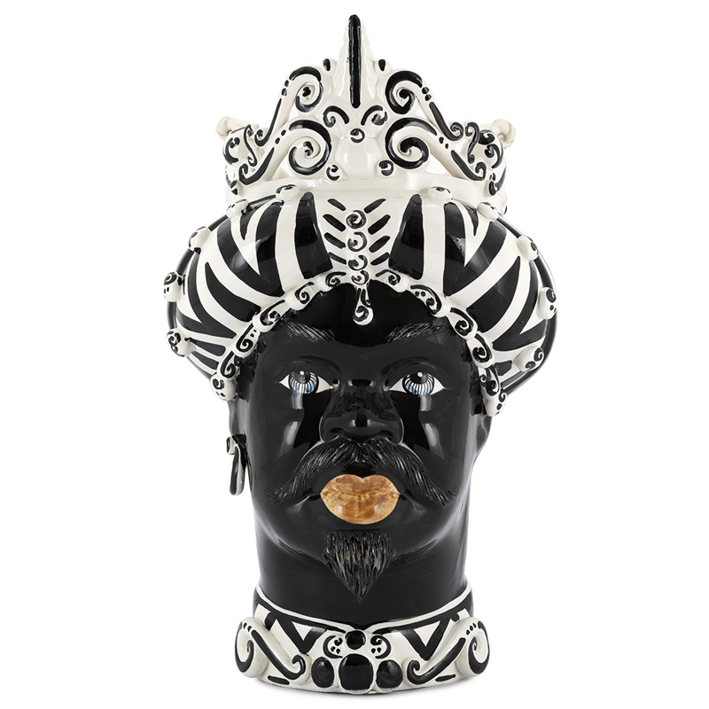 Ваза VASE MORO MAN MEDIUM zebra Черный Белый Ваза VASE MORO MAN MEDIUM zebra Черный Белый в Твери | Loft Concept