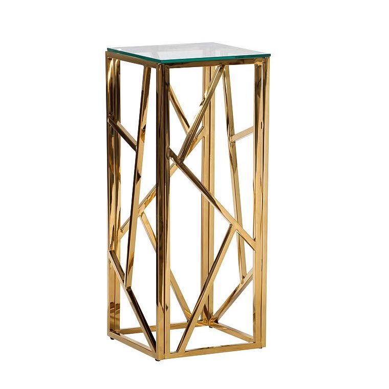 Подставка Serene Furnishing Gold Clear Glass Top stand Прозрачное Стекло Золотой Подставка Serene Furnishing Gold Clear Glass Top stand Прозрачное Стекло Золотой в Твери | Loft Concept