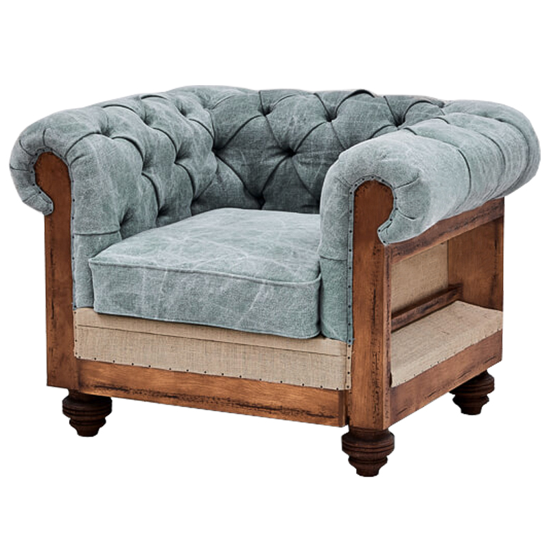 Кресло Deconstructed Chesterfield Armchair Gray Blue Серо-голубой Коричневый Бежево-серый Кресло Deconstructed Chesterfield Armchair Gray Blue Серо-голубой Коричневый Бежево-серый в Твери | Loft Concept
