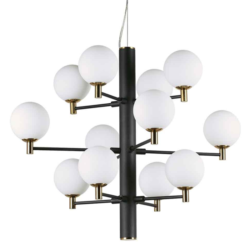 Люстра Italian Globe Abstraction Light White and Black 12 Белый Золотой Черный Люстра Italian Globe Abstraction Light White and Black 12 Белый Золотой Черный в Твери | Loft Concept