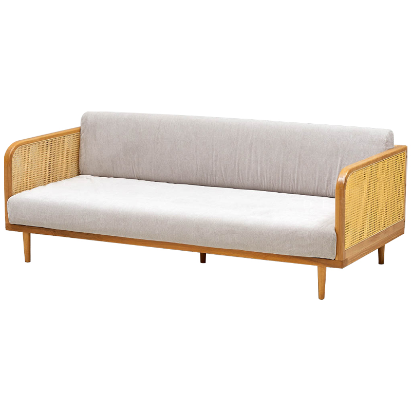 Диван с отделкой из ротанга Nava Rattan Decor Sofa Light ivory ( слоновая кость ) Бежевый Диван с отделкой из ротанга Nava Rattan Decor Sofa Light ivory ( слоновая кость ) Бежевый в Твери | Loft Concept