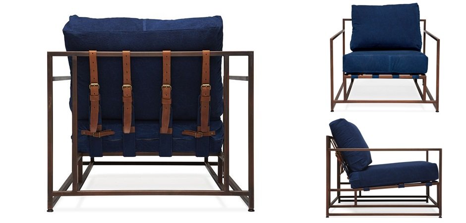 Кресло Kenn X Miller armchair Indigo and copper denim Кресло Kenn X Miller armchair Indigo and copper denim - Loft-Concept в Твери