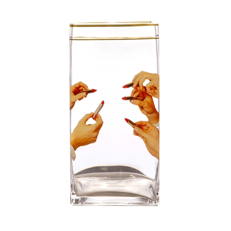 Ваза Glass vase big Lipstick Прозрачный Золотой Бежевый Ваза Glass vase big Lipstick Прозрачный Золотой Бежевый в Твери | Loft Concept