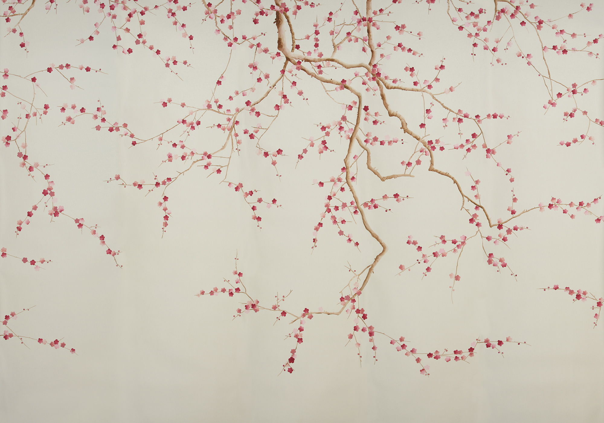 Обои ручная роспись Plum Blossom Blossom on Satin Grey dyed silk Обои ручная роспись Plum Blossom Blossom on Satin Grey dyed silk - постер Loft-Concept в Твери