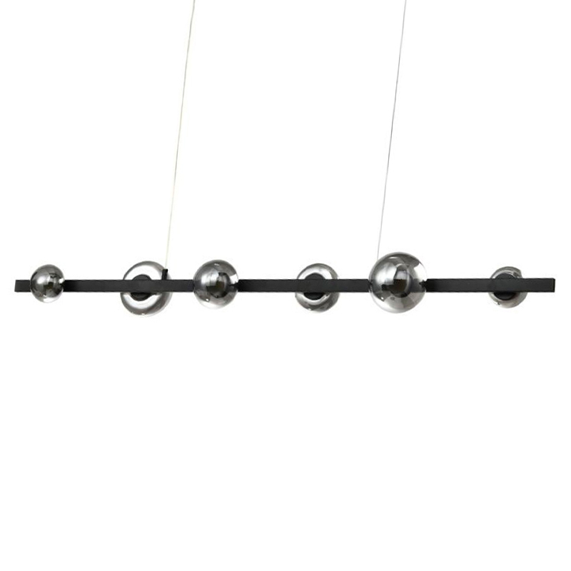 Люстра светодиодная линейная с 6-ю круглыми серыми плафонами Iona Chandelier Black Черный Серый Люстра светодиодная линейная с 6-ю круглыми серыми плафонами Iona Chandelier Black Черный Серый в Твери | Loft Concept