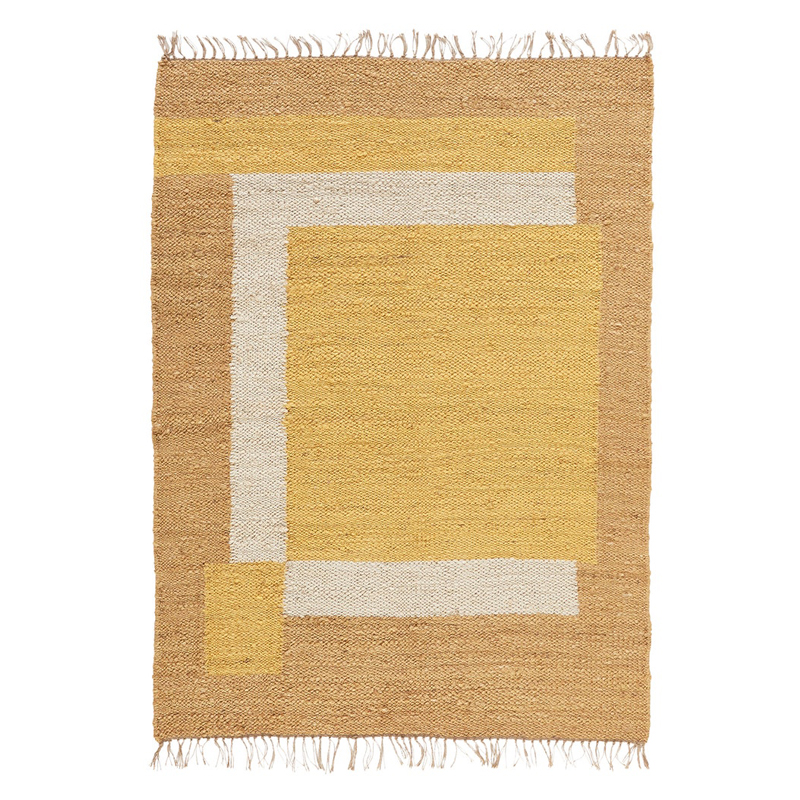 Ковер с бахромой Carpet Yellow 100% джут Бежевый Желтый Коричневый Ковер с бахромой Carpet Yellow 100% джут Бежевый Желтый Коричневый в Твери | Loft Concept