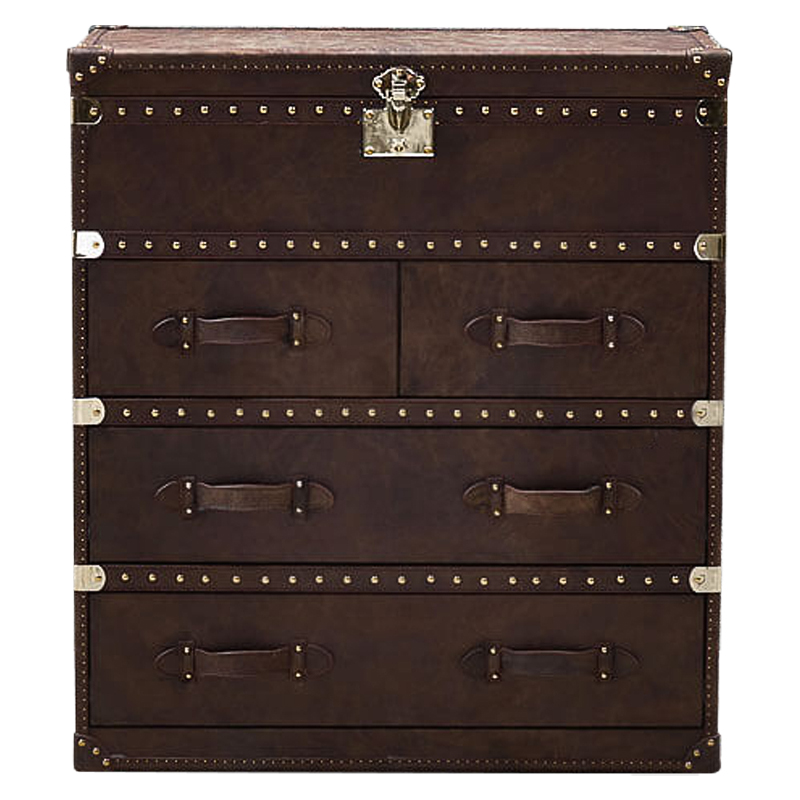 Комод Vintage Leather Chest of Draver Коричневый Глянцевое золото Комод Vintage Leather Chest of Draver Коричневый Глянцевое золото в Твери | Loft Concept