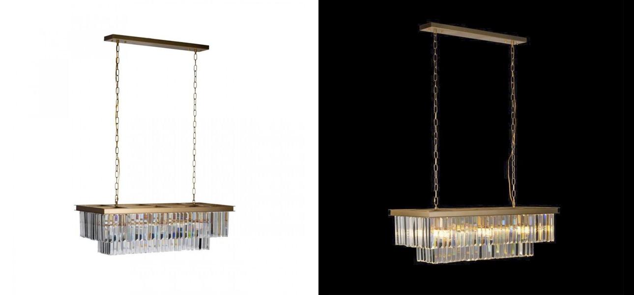 Прямоугольная Люстра Odeon GOLD iron Прозрачное Стекло Длина 80 см - фото №1