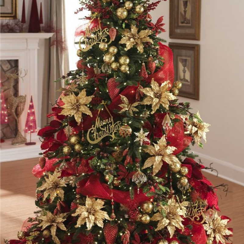 Дизайнерская Елка с Красным и Золотым новогодним декором Christmas Tree Golden Flowers Красный Золотой Дизайнерская Елка с Красным и Золотым новогодним декором Christmas Tree Golden Flowers Красный Золотой в Твери | Loft Concept