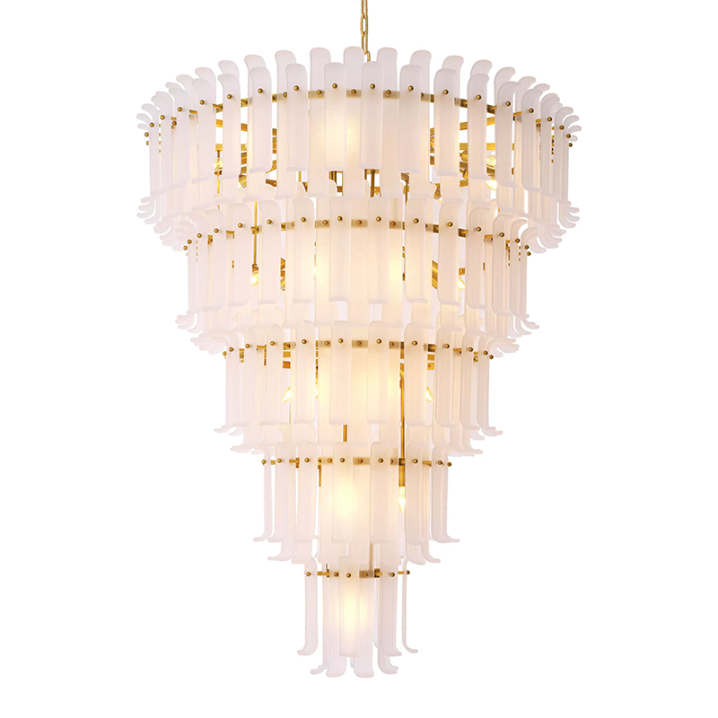 Люстра Philipp Plein Chandelier Rodeo Drive XXL Белая Белое матовое стекло Латунь в Твери | Loft Concept 