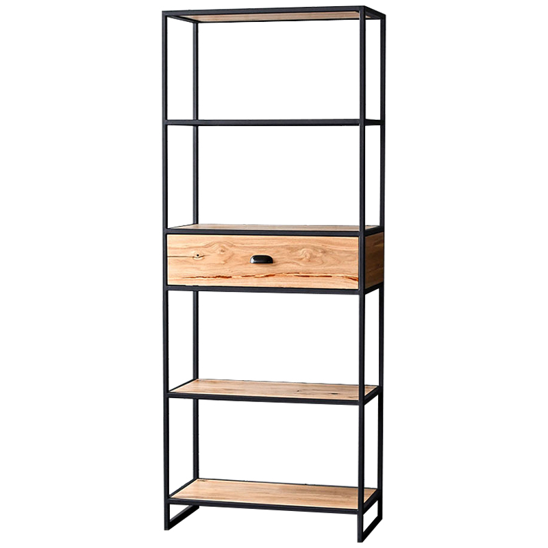 Стеллаж Kline Industrial Metal Rust Rack Черный Древесина Стеллаж Kline Industrial Metal Rust Rack Черный Древесина в Твери | Loft Concept
