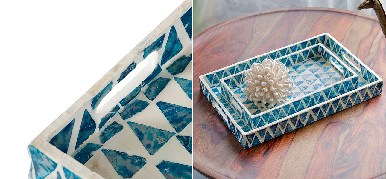 Поднос с инкрустацией Blue Triangle - фото №1