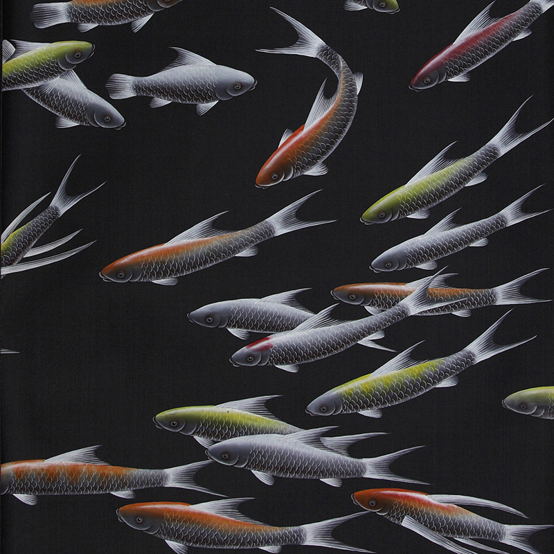Обои ручная роспись Fishes Koi on Pitch dyed silk Обои ручная роспись Fishes Koi on Pitch dyed silk в Твери | Loft Concept