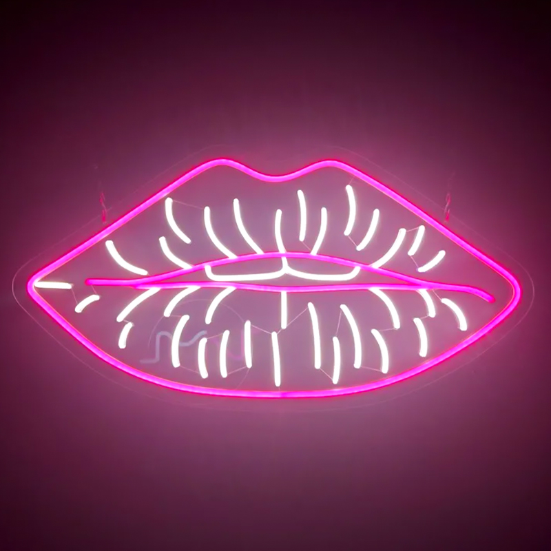Неоновая настенная лампа Lips Neon Wall Lamp Розовый Белый Неоновая настенная лампа Lips Neon Wall Lamp Розовый Белый в Твери | Loft Concept
