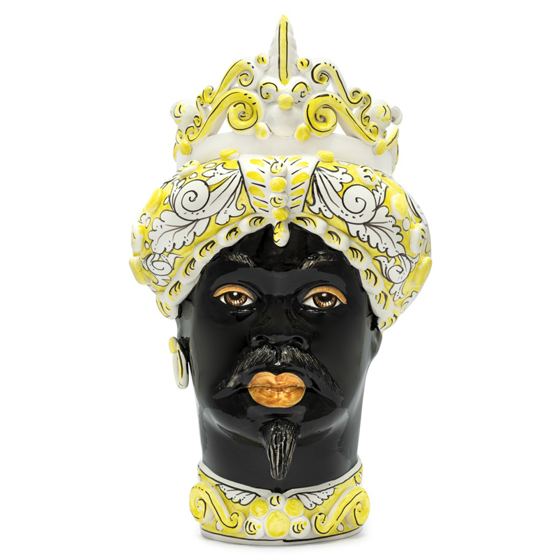 Ваза VASE MORO MAN MEDIUM yellow Черный Белый Желтый Ваза VASE MORO MAN MEDIUM yellow Черный Белый Желтый в Твери | Loft Concept