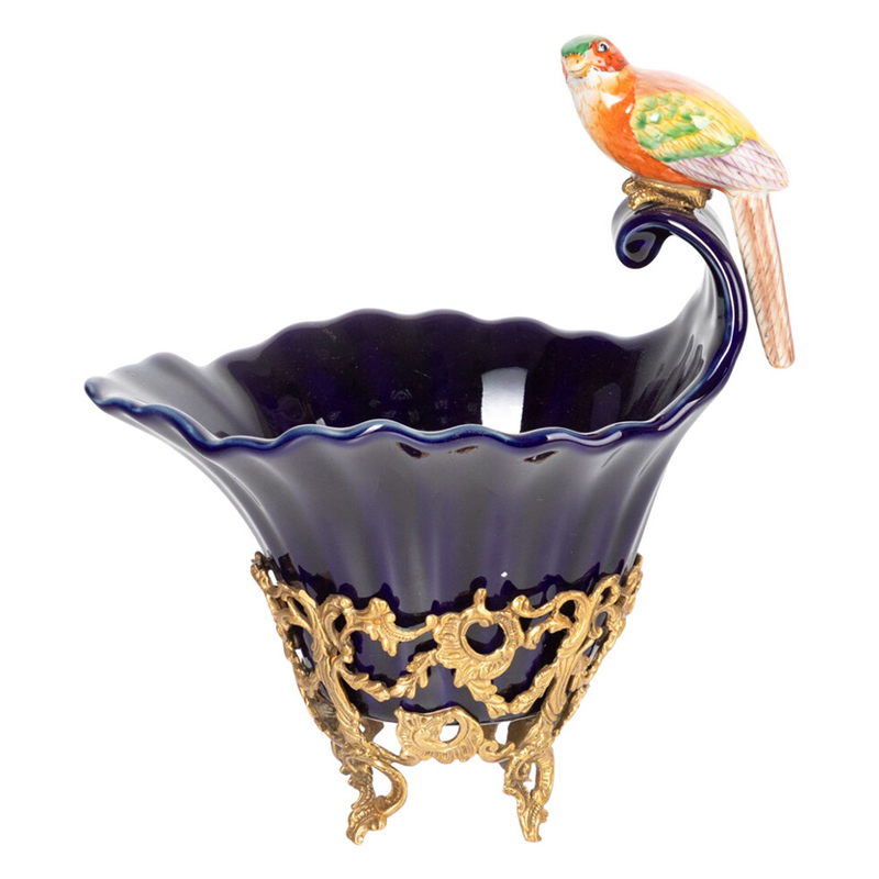 Чаша темно-синего цвета из фарфора с разноцветной птичкой Eden Garden porcelain and bronze Темно-синий Бронза Мульти Чаша темно-синего цвета из фарфора с разноцветной птичкой Eden Garden porcelain and bronze Темно-синий Бронза Мульти в Твери | Loft Concept