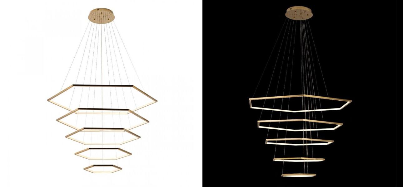 Светильник Светодиодный Золотой  Gold Five Hexagon Пять Шестиугольных Подвесов - фото