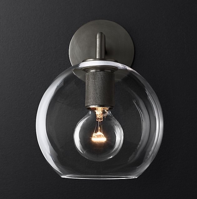 Бра RH Utilitaire Globe Shade Single Sconce Black Черный Темная бронза Бра RH Utilitaire Globe Shade Single Sconce Black Черный Темная бронза в Твери | Loft Concept