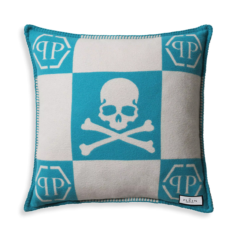 Подушка Philipp Plein Cushion Cashmere Skull 45 x 45 Голубой Белый Подушка Philipp Plein Cushion Cashmere Skull 45 x 45 Голубой Белый в Твери | Loft Concept