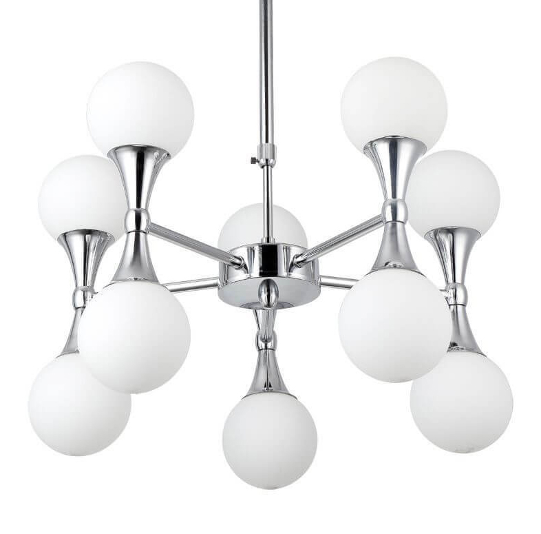 Люстра Ball Valley Chandelier Chromium 10 Белый Хром Люстра Ball Valley Chandelier Chromium 10 Белый Хром в Твери | Loft Concept