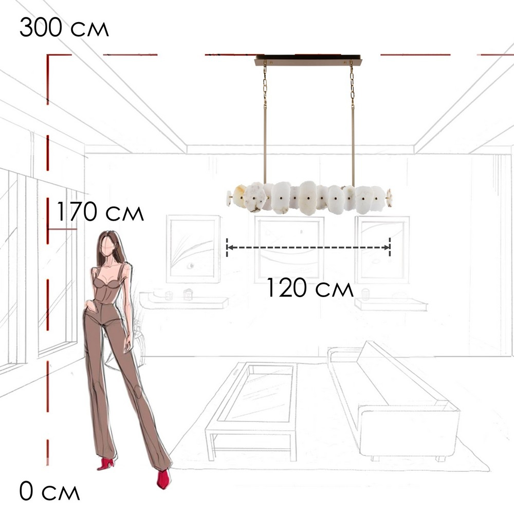 Подвесной светильник с фигурными элементами из белого алебастра Cryptocrystalline Stone в Твери