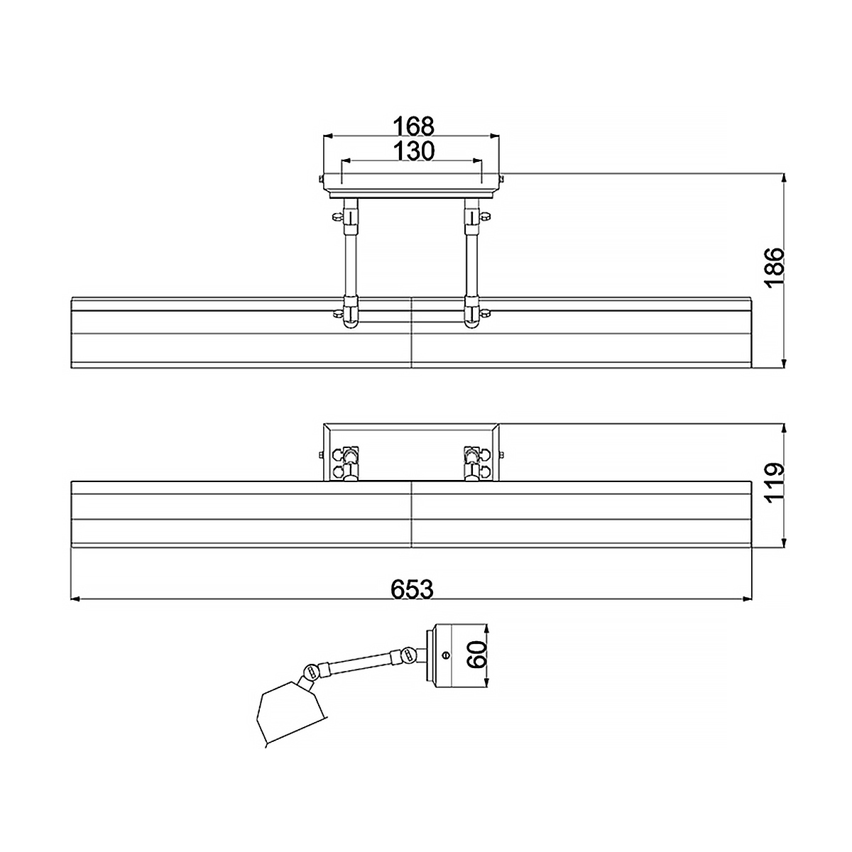 Светильник для картин с призматическим плафоном и двойными регулируемыми шарнирами Elstead Lighting в Твери