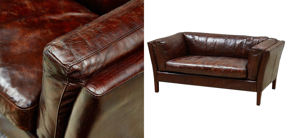 Диван RH SORENSEN Sofa Brown leather double Диван RH SORENSEN Sofa Brown leather double - Loft-Concept в Твери
