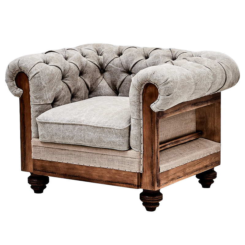 Кресло Deconstructed Chesterfield Armchair Gray Светло-серый Коричневый Кресло Deconstructed Chesterfield Armchair Gray Светло-серый Коричневый в Твери | Loft Concept