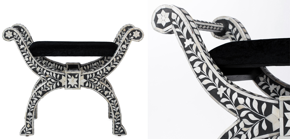 Табурет отделка кость черный BONE INLAY Jenny Stool Табурет отделка кость черный BONE INLAY Jenny Stool - Loft-Concept в Твери