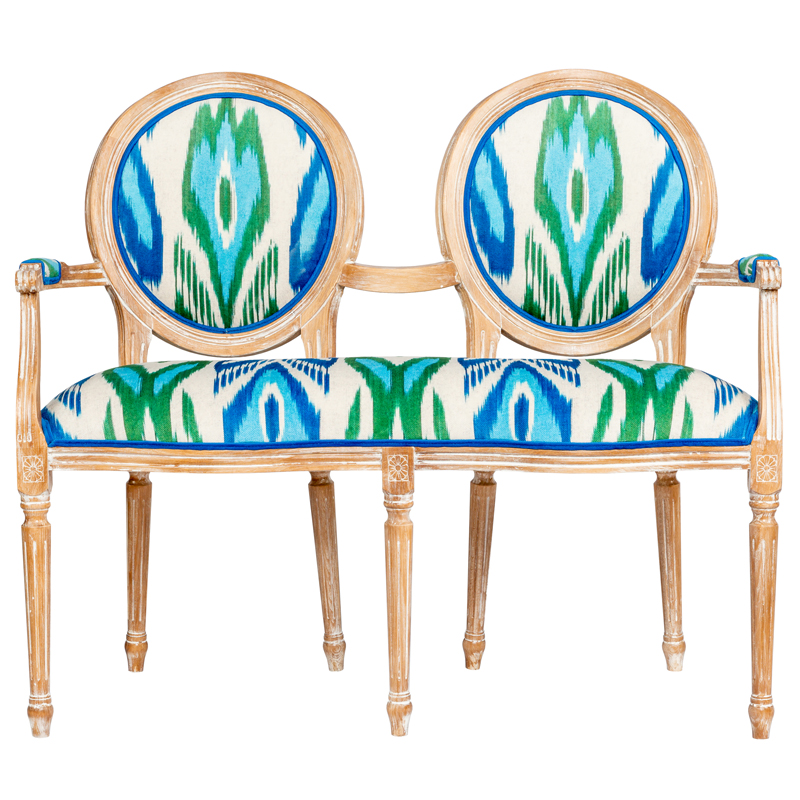Диванетка с узором Ikat Pattern Белый Коричневый Мульти в Твери | Loft Concept 