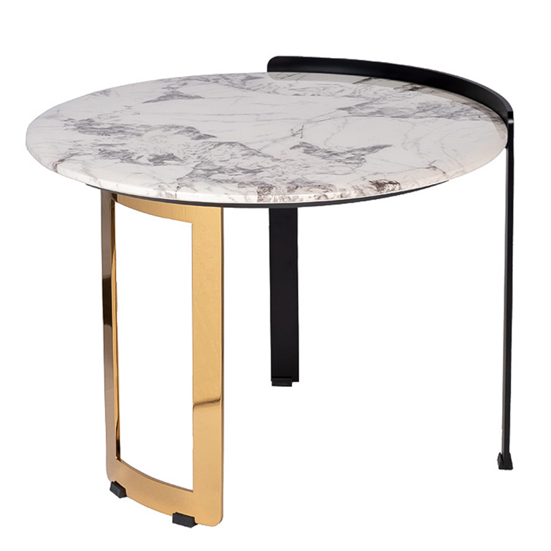 Приставной стол Rodgeir Side Table Черный Глянцевое золото Белый Мрамор Bianco Приставной стол Rodgeir Side Table Черный Глянцевое золото Белый Мрамор Bianco в Твери | Loft Concept