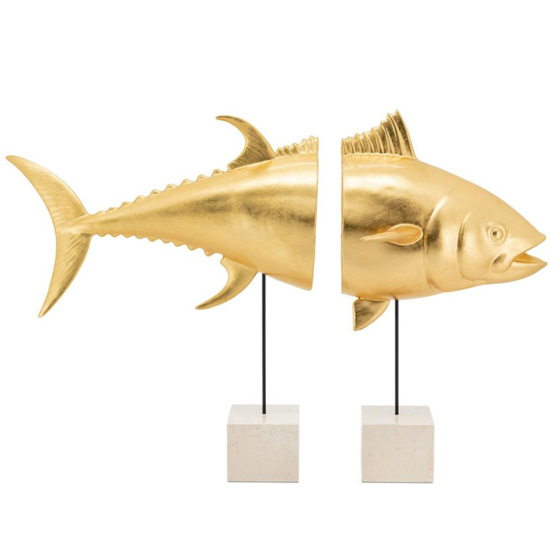 Статуэтка Tuna With Marble Bases Goldleaf Золотой Черный Белый Мрамор Bianco Статуэтка Tuna With Marble Bases Goldleaf Золотой Черный Белый Мрамор Bianco в Твери | Loft Concept