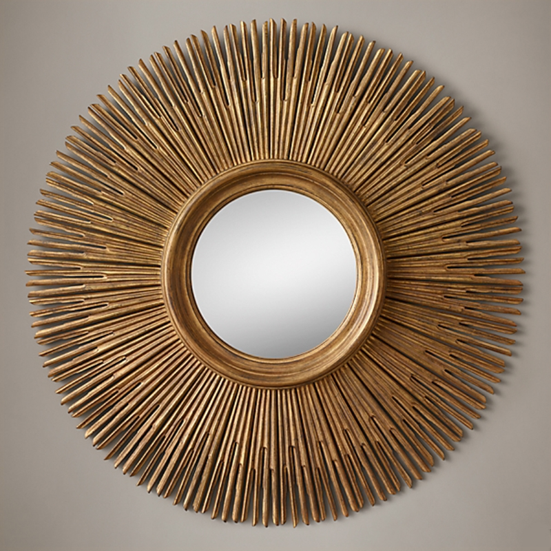 Restoration Hardware ROUND SUNBURST MIRROR Gold Винтажное Темное Золото Restoration Hardware ROUND SUNBURST MIRROR Gold Винтажное Темное Золото в Твери | Loft Concept
