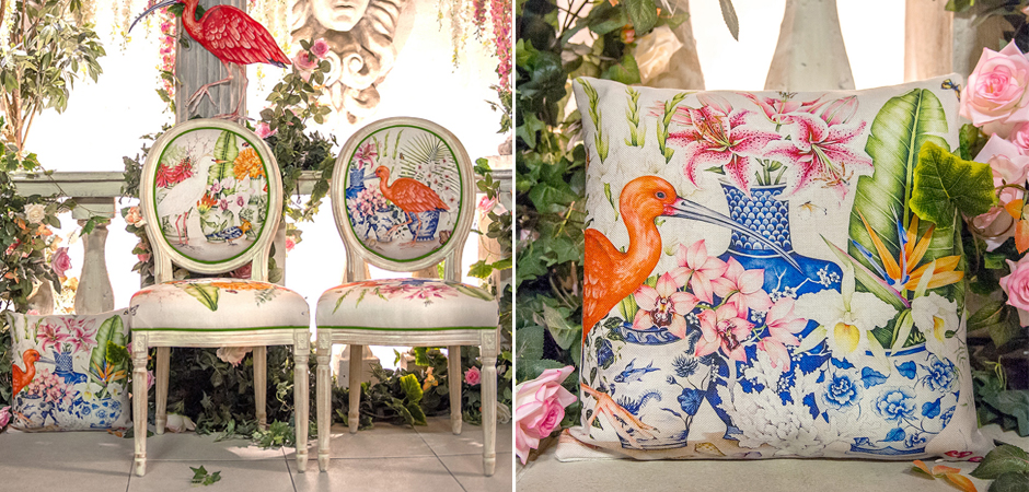 Декоративная подушка Flowers and Scarlet Ibis Pillow Декоративная подушка Flowers and Scarlet Ibis Pillow - Loft-Concept в Твери