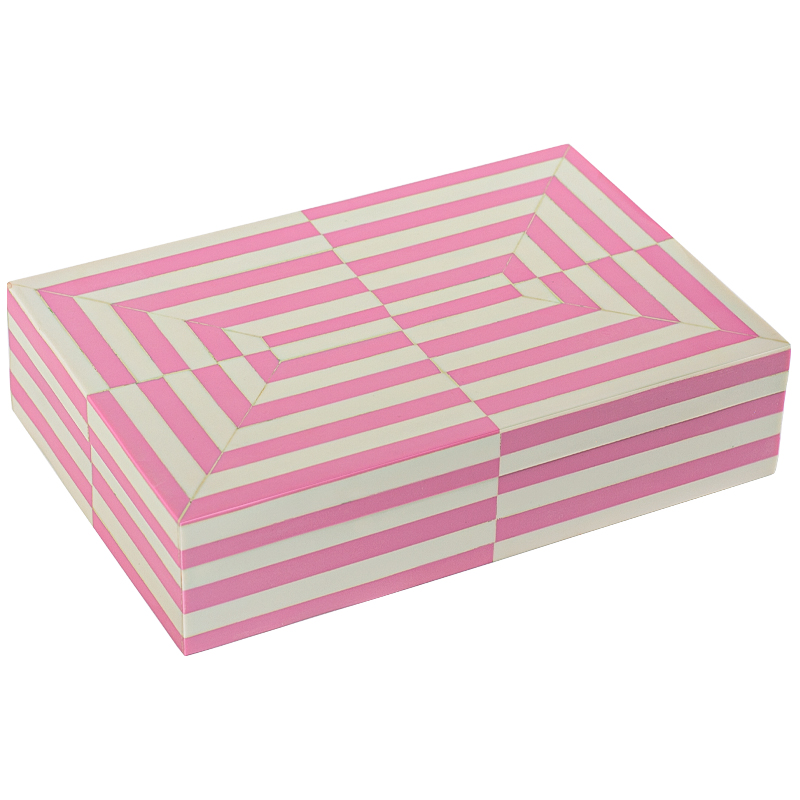 Шкатулка Pink White Stripes Bone Inlay Box Розовый Белый Шкатулка Pink White Stripes Bone Inlay Box Розовый Белый в Твери | Loft Concept