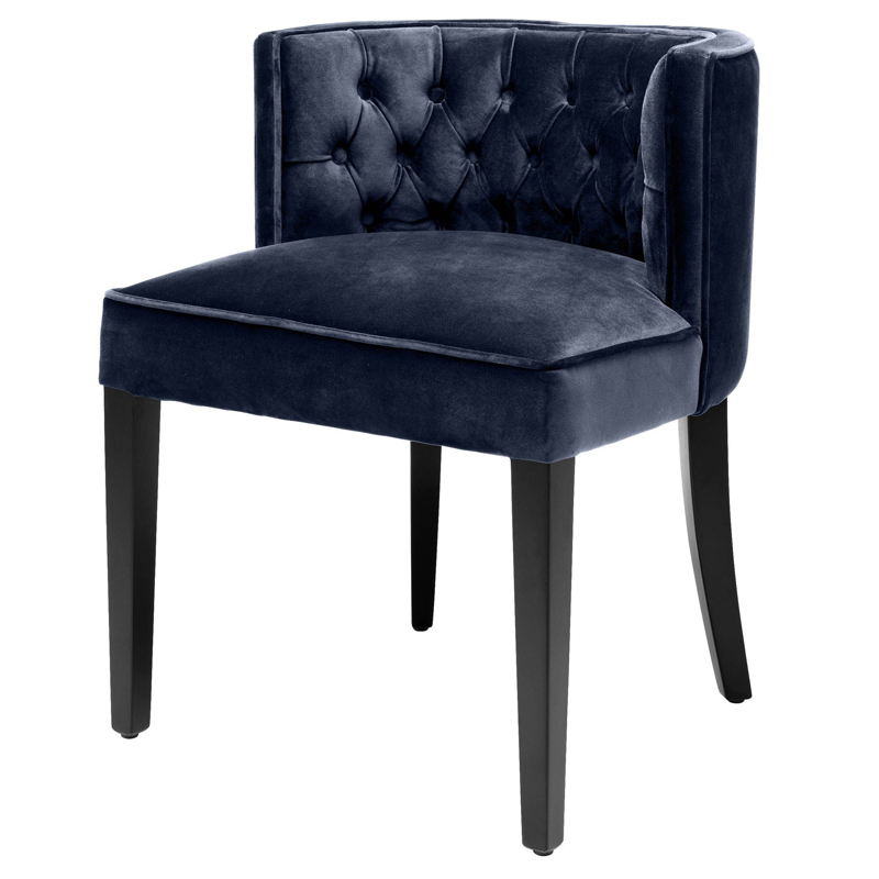 Стул Eichholtz Dining Chair Dearborn blue Темно-синий Черный Стул Eichholtz Dining Chair Dearborn blue Темно-синий Черный в Твери | Loft Concept