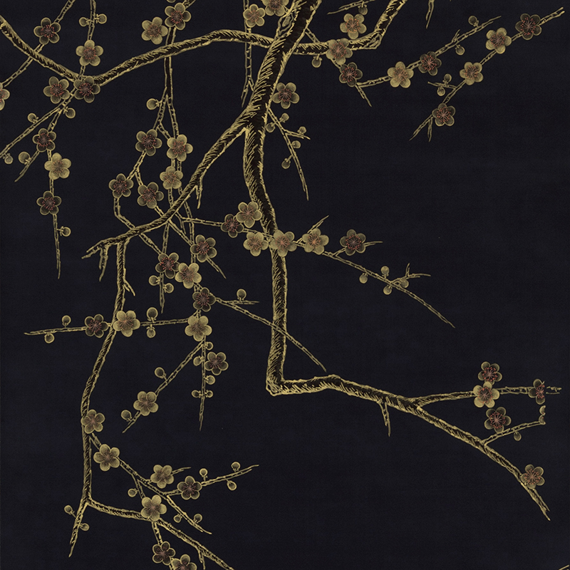 Обои ручная роспись Plum Blossom Colourway SC-226 on black painted silk Обои ручная роспись Plum Blossom Colourway SC-226 on black painted silk в Твери | Loft Concept