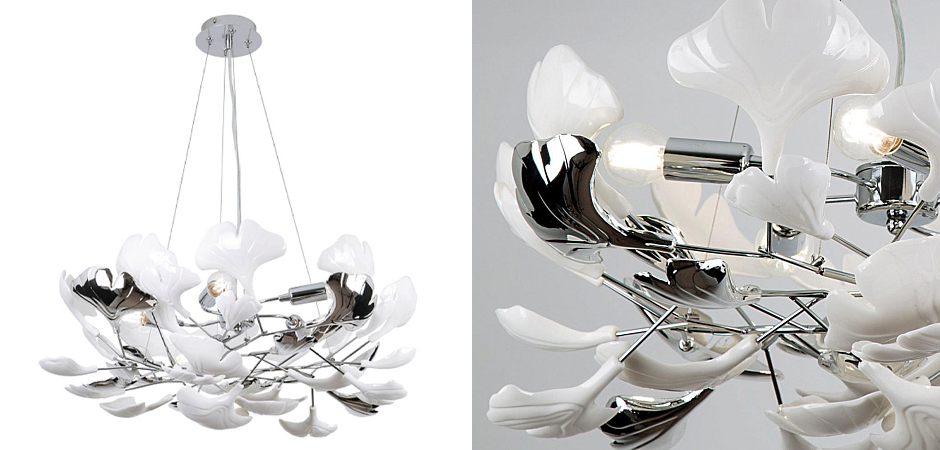 Люстра Wintery flover Chrome с Белыми декоративными плафонами Люстра Wintery flover Chrome с Белыми декоративными плафонами - Loft-Concept в Твери