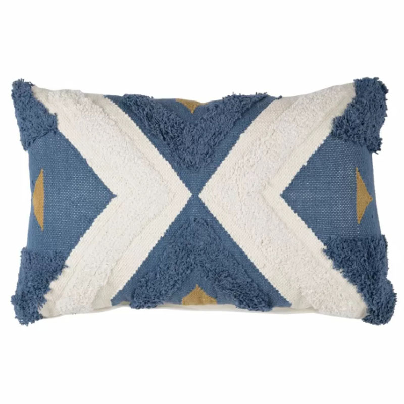 Подушка Blue Ikat Синий Белый Золотой Подушка Blue Ikat Синий Белый Золотой в Твери | Loft Concept