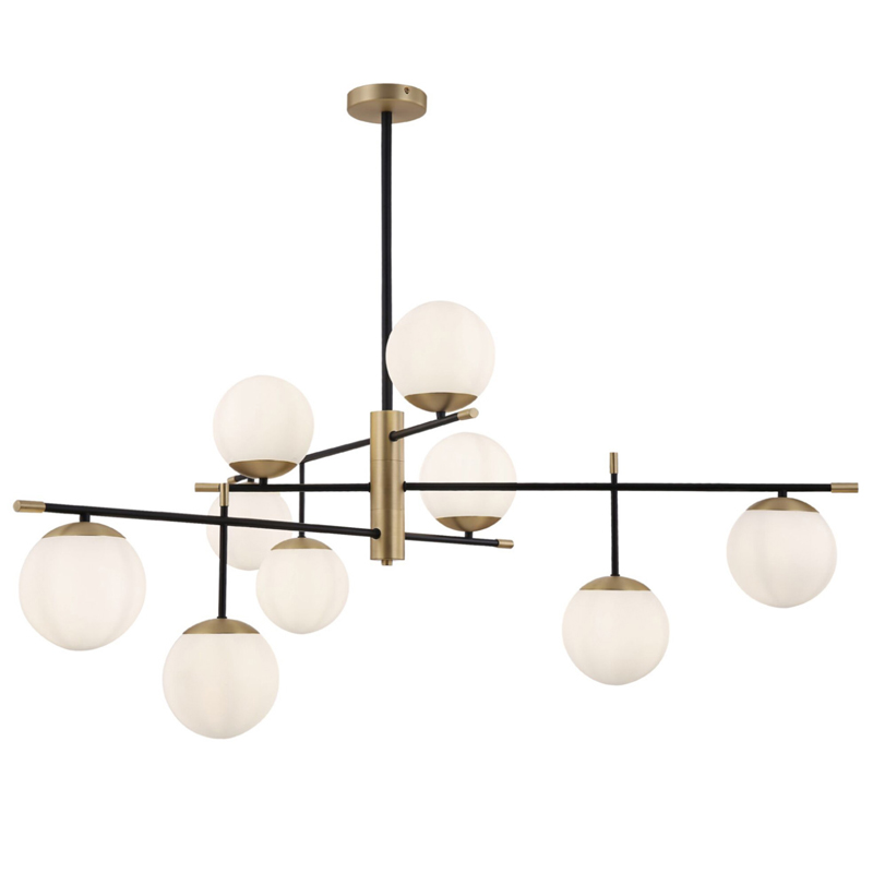 Светильник Spike Nine Balls Hanging Lamp матовое золото Прозрачный белый Светильник Spike Nine Balls Hanging Lamp матовое золото Прозрачный белый в Твери | Loft Concept