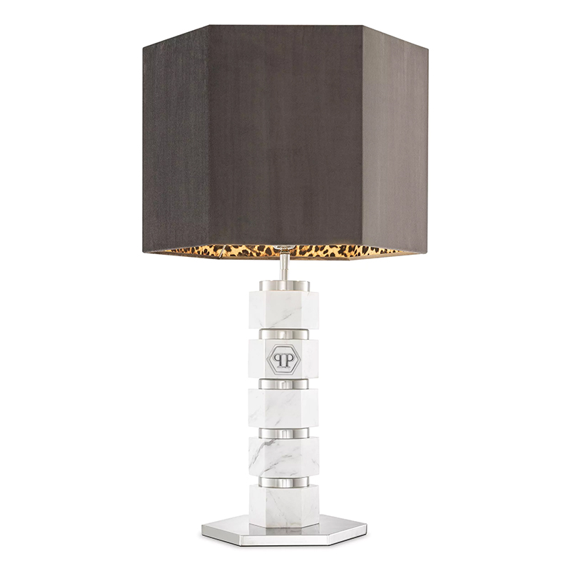 Настольная лампа Philipp Plein Table Lamp Hexagon Коричневый Белый Мрамор Bianco Хром Настольная лампа Philipp Plein Table Lamp Hexagon Коричневый Белый Мрамор Bianco Хром в Твери | Loft Concept