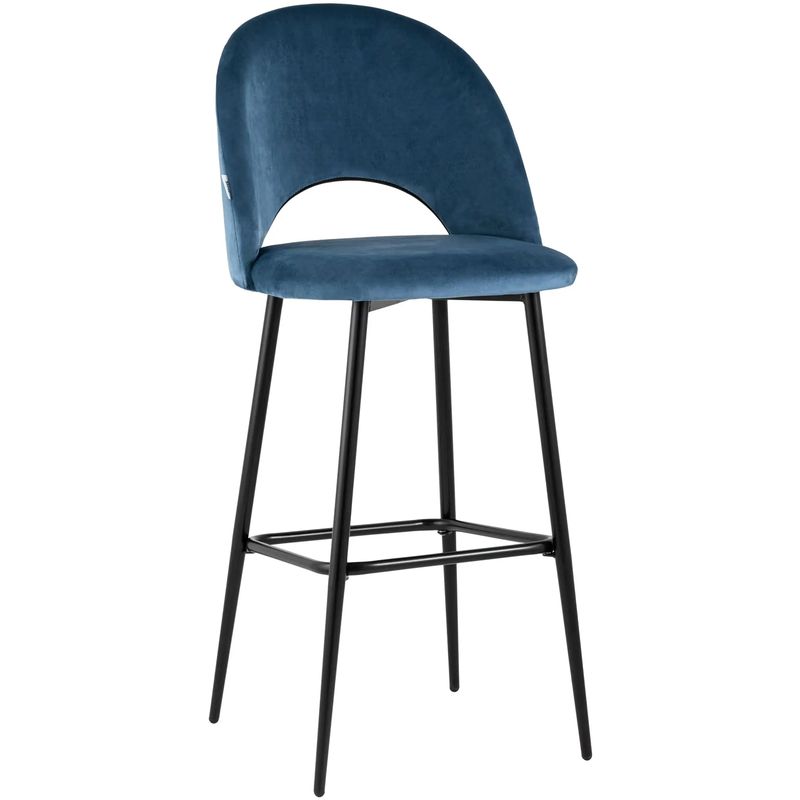 Барный Стул CLIFF Chair Синий Велюр Синий Черный Барный Стул CLIFF Chair Синий Велюр Синий Черный в Твери | Loft Concept