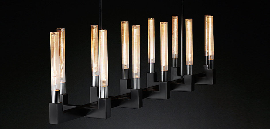 Люстра RH CANELLE Linear Chandelier 12 Modern Black Люстра RH CANELLE Linear Chandelier 12 Modern Black - Loft-Concept в Твери