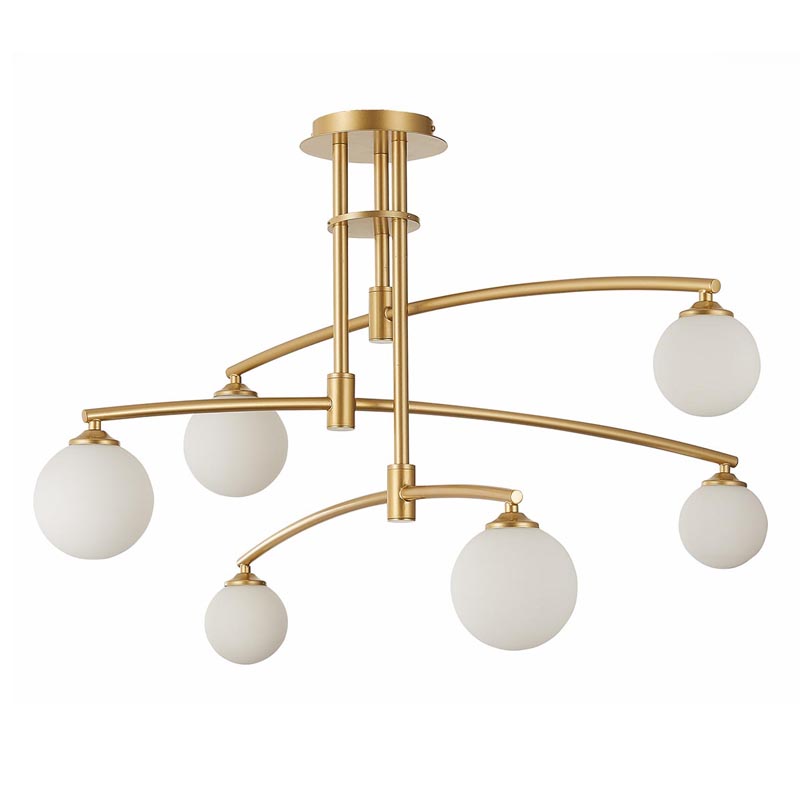 Люстра Glendon Chandelier 6 Balls Золотой Белый Люстра Glendon Chandelier 6 Balls Золотой Белый в Твери | Loft Concept