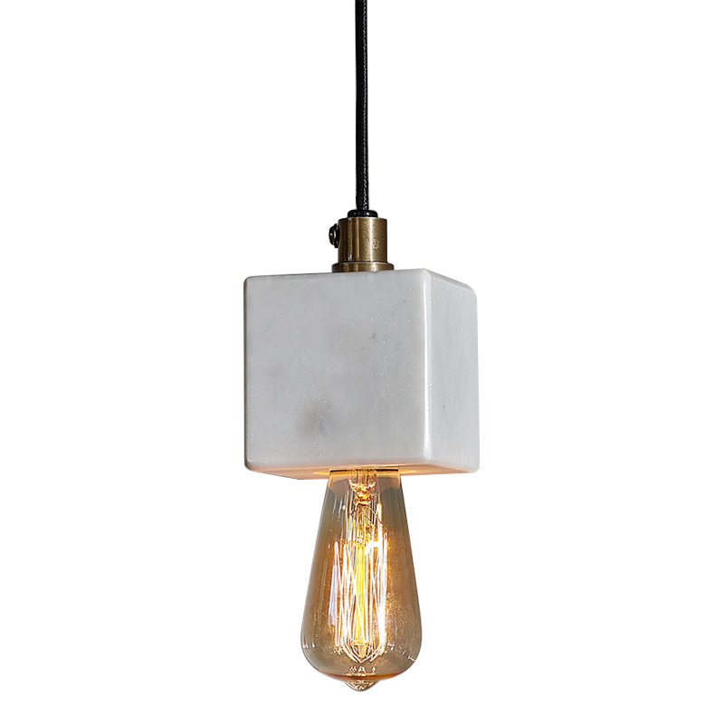 Подвесной светильник Shaw Cube Marble Hanging Lamp Черный Белый Мрамор Bianco Подвесной светильник Shaw Cube Marble Hanging Lamp Черный Белый Мрамор Bianco в Твери | Loft Concept