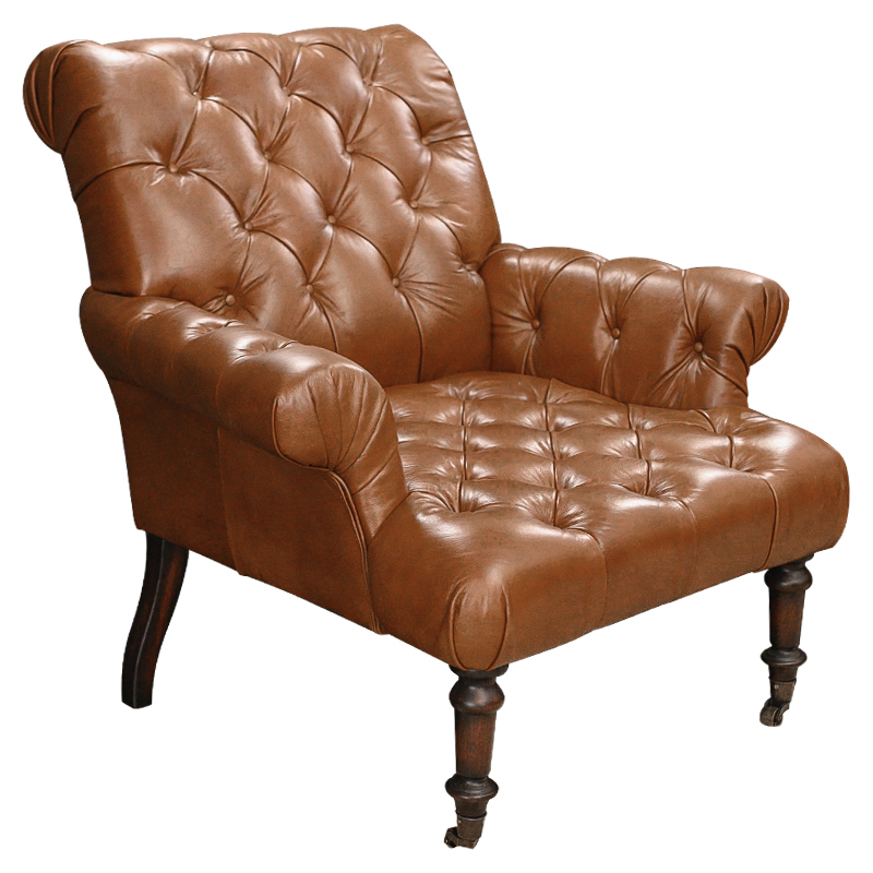 Кресло кожаное Bastien Leather Brown Armchair Коричневый Кресло кожаное Bastien Leather Brown Armchair Коричневый в Твери | Loft Concept