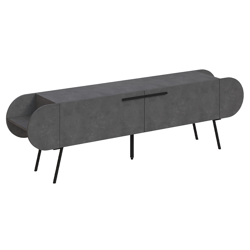 ТВ-тумба серая с 2-мя откидными дверцами и 2-мя открытыми полками CAPSULE TV STAND RETRO GREY Серый Черный ТВ-тумба серая с 2-мя откидными дверцами и 2-мя открытыми полками CAPSULE TV STAND RETRO GREY Серый Черный в Твери | Loft Concept
