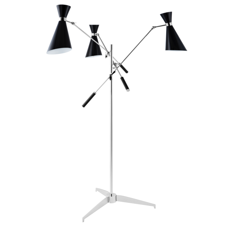 Торшер Stanley FLOR LAMP Черный Хром Торшер Stanley FLOR LAMP Черный Хром в Твери | Loft Concept