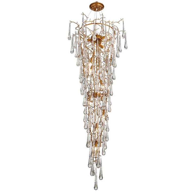 Люстра Waterfall Chandelier Crystal Drops Золотой Прозрачный Люстра Waterfall Chandelier Crystal Drops Золотой Прозрачный в Твери | Loft Concept