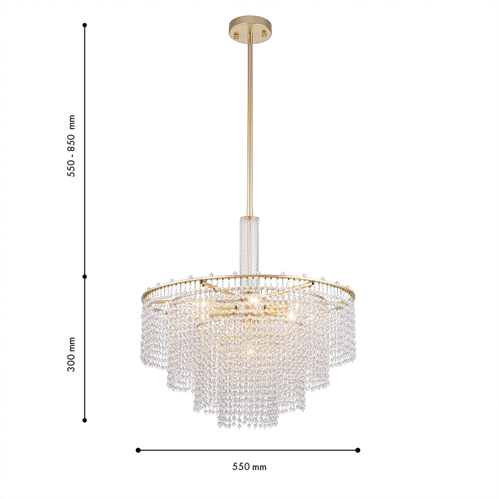 Люстра многоярусная с каскадами кристаллов Crystal Rains в Твери